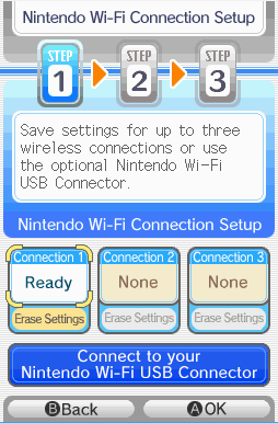 Connection slots screen